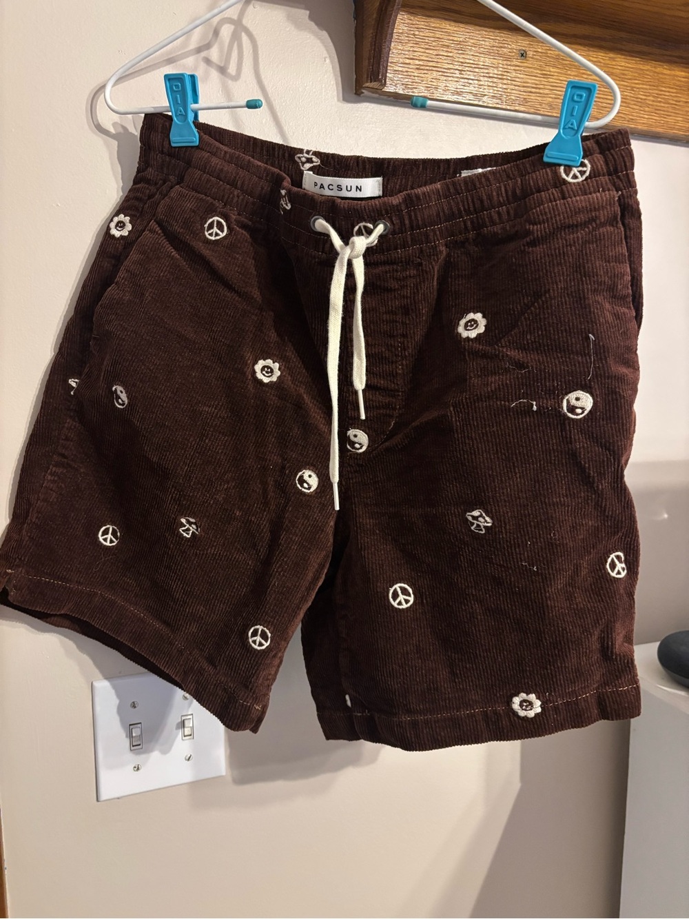Pacsun Women's Brown Corduroy Embroidered Shorts